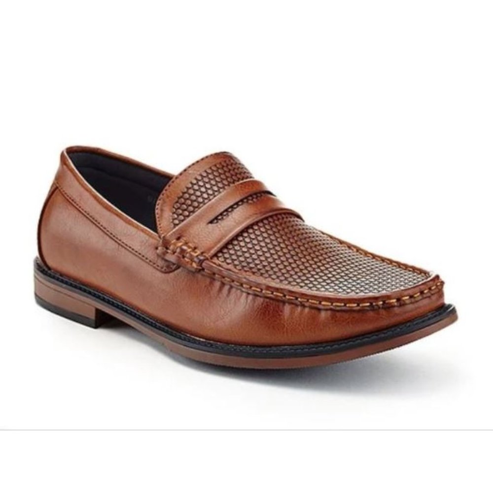 NWT Adolfo Andy Brown Textured Penny Loafer 7.5